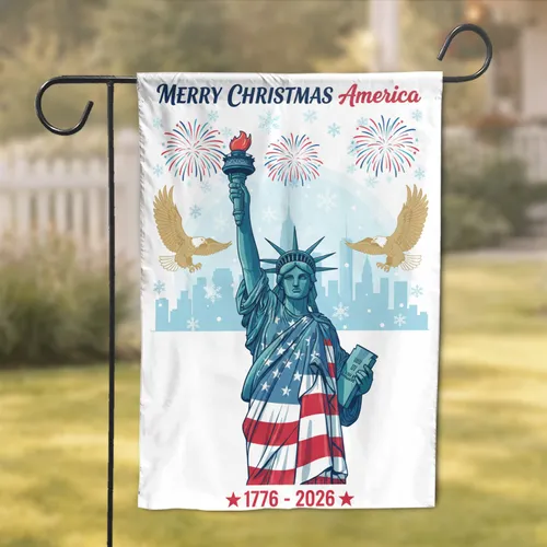 Statue of Liberty American Flag NYC Eagle - 250th Anniversary Christmas Celebration Garden Flag