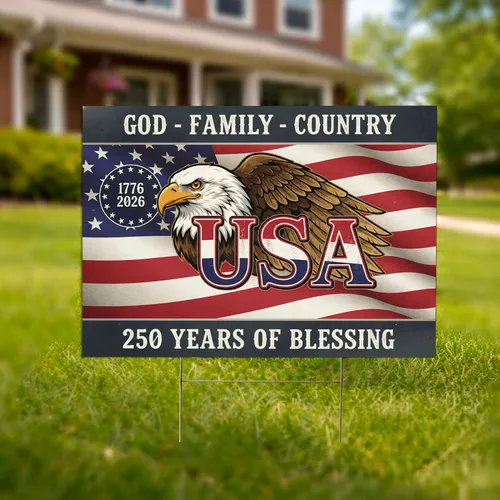 Distressed Bald Eagle American Flag 1776-2026 - USA 250th Anniversary Independence Day Yard Sign