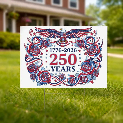 Bald Eagle American Flag 1776-2026 - USA 250th Anniversary Independence Day Gift for Dad Yard Sign