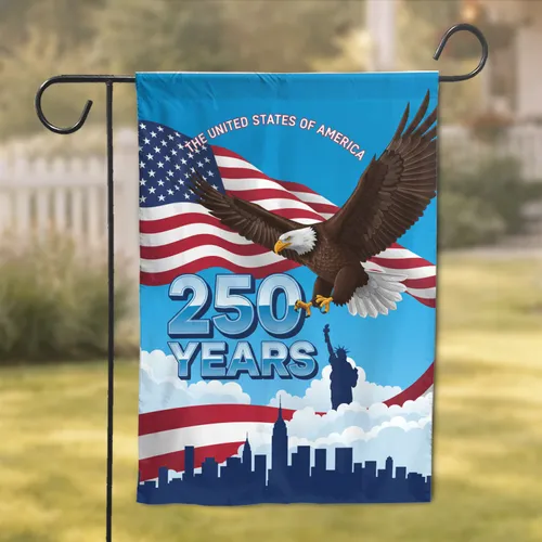 Bald Eagle American Flag Statue of Liberty 1776-2026 - USA 250th Anniversary Patriotic Gift Garden Flag
