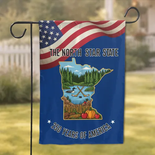 Minnesota North Star State 250th Anniversary - USA Patriotic Celebration (1776-2026) Garden Flag