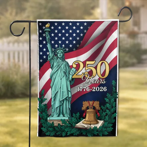 Statue of Liberty Liberty Bell 250th Anniversary USA 1776-2026 Independence Day Garden Flag