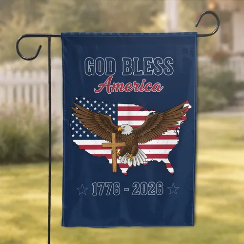 Bald Eagle American Flag USA Map 1776-2026 - GOD BLESS America 250th Anniversary Garden Flag