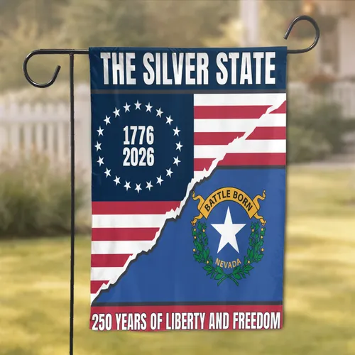 Silver State Nevada American Flag 1776-2026 - USA 250th Anniversary Liberty Celebration Garden Flag