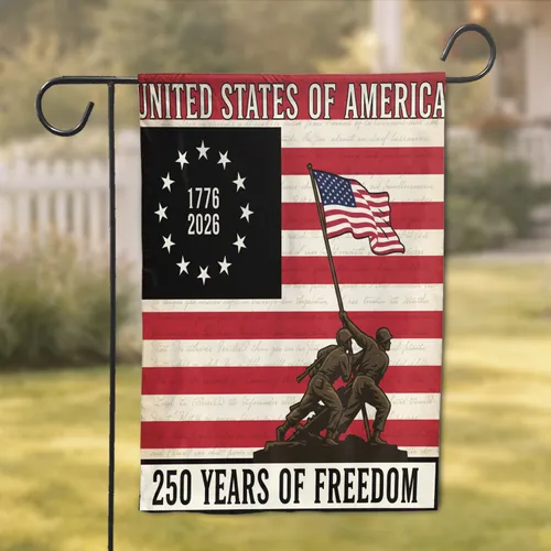 American Flag 250th Anniversary 1776-2026 Iwo Jima Freedom - USA Independence Day Gift for Veterans Garden Flag