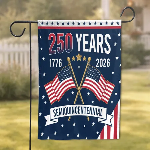 250 Years Crossed American Flags 1776-2026 - USA 250th Anniversary Patriotic Gift Garden Flag