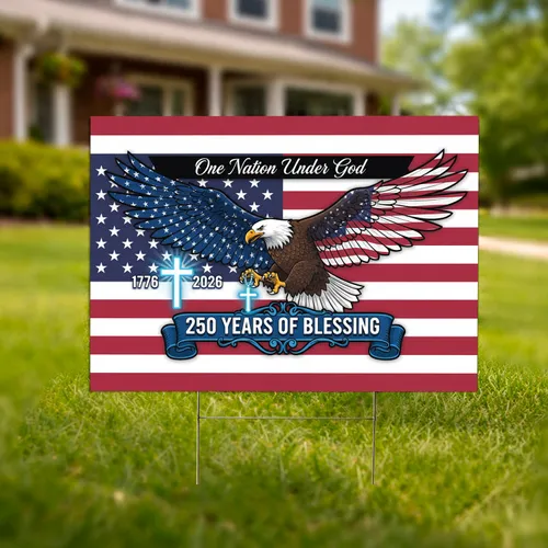 Bald Eagle American Flag 1776-2026 - USA 250th Anniversary Patriotic Yard Art Yard Sign