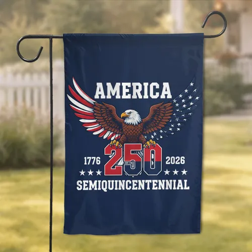 Bald Eagle 250 Emblem American Flag 1776-2026 USA 250th Anniversary for Veterans Garden Flag