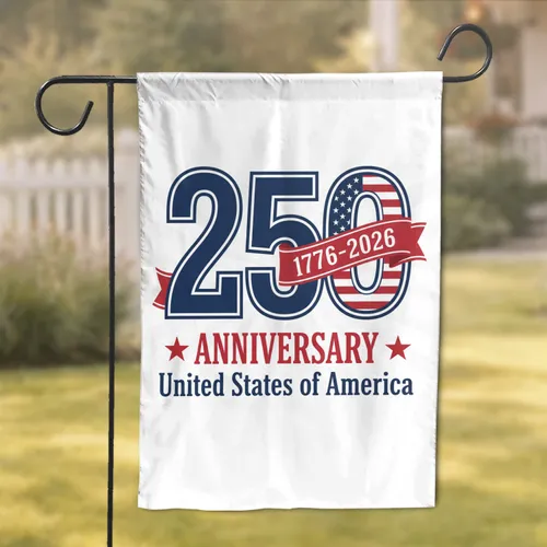 American Flag 250 Numeral - USA 250th Anniversary 1776-2026 National Freedom Symbol Garden Flag