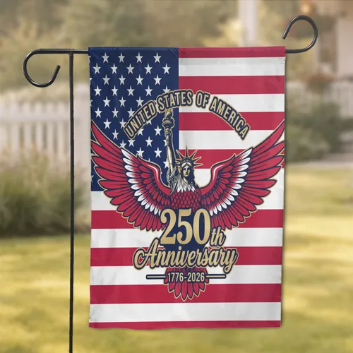 Bald Eagle Lady Liberty American Flag 1776-2026 - USA 250th Anniversary Independence Day Garden Flag