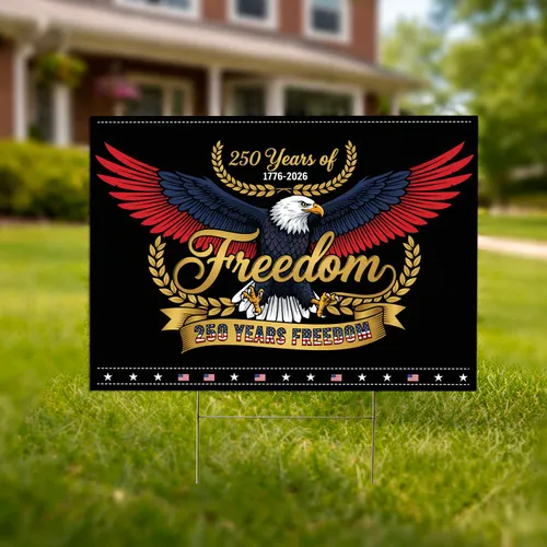 Bald Eagle American Flag 1776-2026 - USA 250th Anniversary Independence Day Freedom Yard Sign