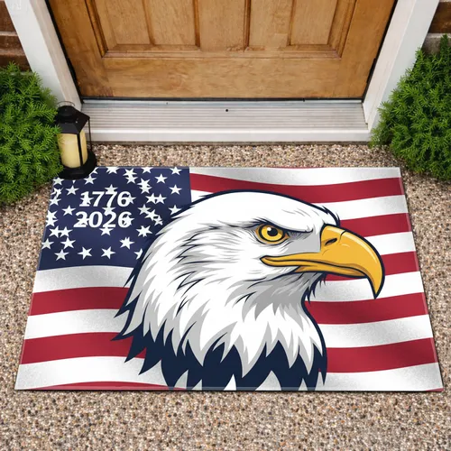Bald Eagle American Flag 1776-2026 - USA 250th Anniversary Historic Patriotic Design Doormat