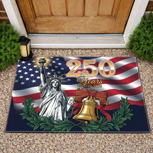 Statue of Liberty Liberty Bell American Flag 1776-2026 - USA 250th Anniversary Commemoration Doormat