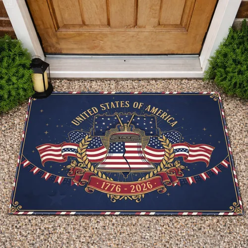 Liberty Bell Flag Art 1776-2026 - USA 250th Anniversary Independence Day Celebration Doormat