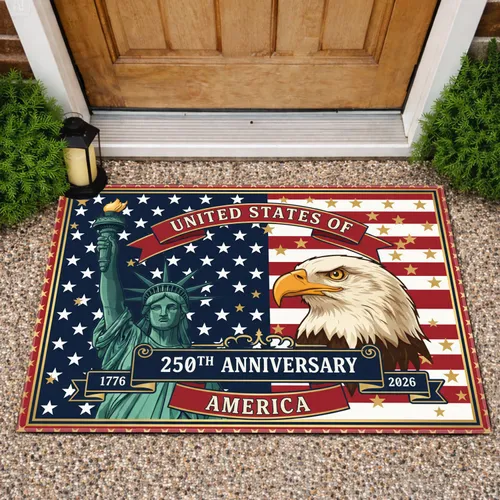 Statue of Liberty Bald Eagle Flag 1776-2026 - USA 250th Anniversary Freedom Celebration Doormat