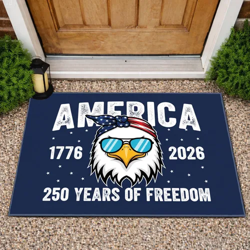 Bald Eagle America 1776-2026 - USA 250 Years of Freedom Patriotic Gift for Dad Doormat