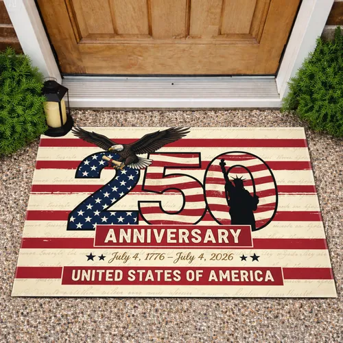 250 Stars Stripes Liberty Bald Eagle - USA 250th Anniversary 1776-2026 Commemorative Doormat