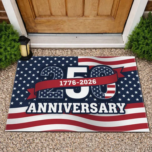 USA 250th Anniversary 1776-2026 Emblem - Patriotic Flag Celebration Gift for Fathers Doormat