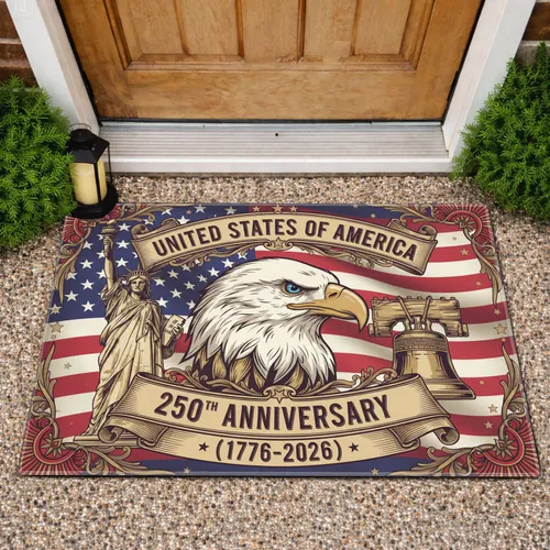 Bald Eagle American Flag Statue of Liberty Liberty Bell 1776-2026 - USA 250th Anniversary Celebration Doormat