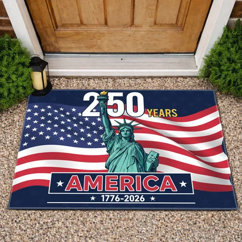 Statue of Liberty American Flag 250 Years - USA 1776-2026 Patriotic Celebration Gift Doormat