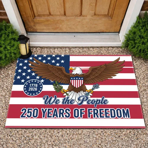 Bald Eagle American Flag 1776-2026 - USA 250 Years of Freedom Anniversary Gift for Dad Doormat