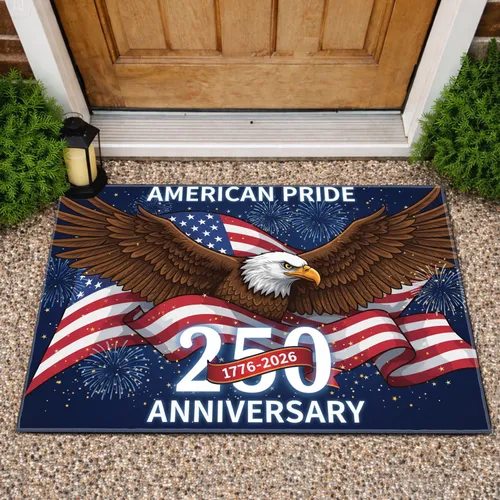Bald Eagle American Flag 1776-2026 - USA 250th Anniversary American Pride Celebration Doormat