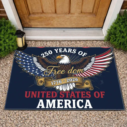 Bald Eagle American Flag 1776-2026 - USA 250th Anniversary Independence Day for Veterans Doormat