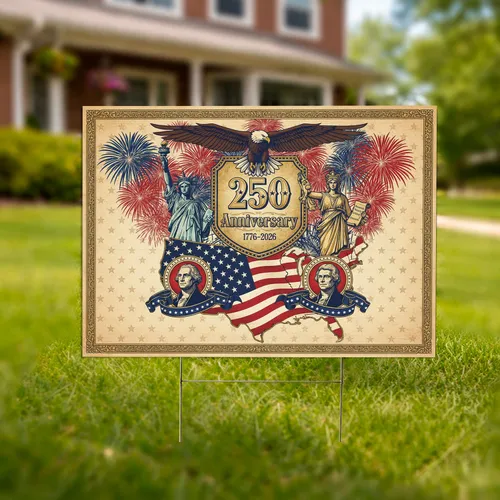 Bald Eagle Flag 1776-2026 - USA 250th Anniversary Liberty Founders Patriotic Gift Yard Sign