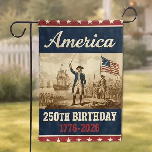 Colonial General American Flag 1776 - USA 250th Anniversary 1776-2026 Gift for Veterans Garden Flag