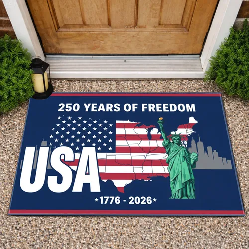 USA Map Statue of Liberty 250th Anniversary - 1776-2026 America's Freedom Celebration Doormat