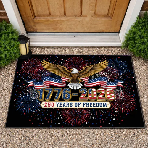 Bald Eagle American Flag 1776-2026 Patriotic - USA 250th Anniversary Celebration Doormat