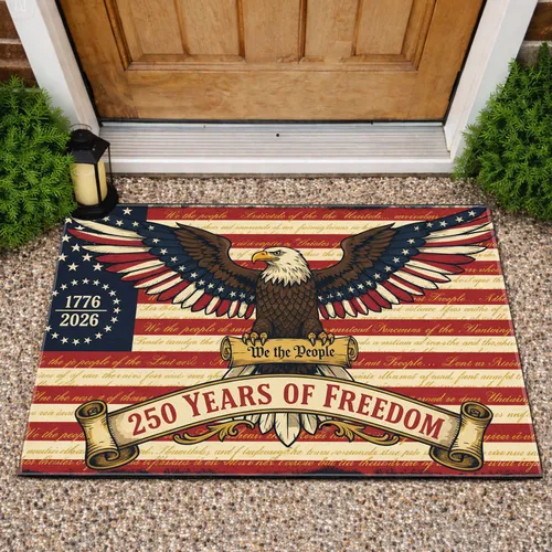 Bald Eagle American Flag 1776-2026 - USA 250th Anniversary 'We The People' Independence Day Doormat