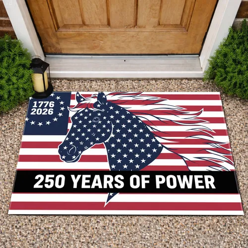 Horse Head American Flag 1776-2026 - USA 250th Anniversary '250 Years of Power' Doormat