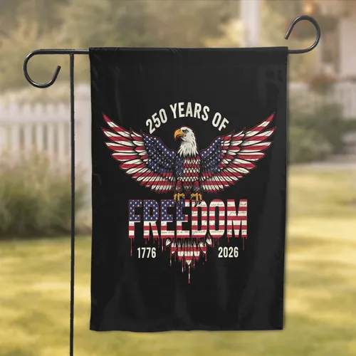 Bald Eagle American Flag 1776-2026 '250 Years of Freedom' USA Patriotic Independence Day Garden Flag