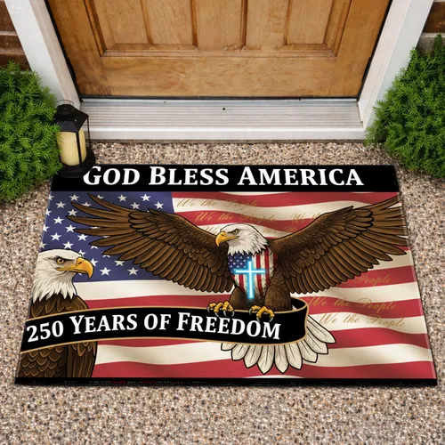 Bald Eagle American Flag 1776-2026 - USA 250th Anniversary God Bless America Freedom Doormat