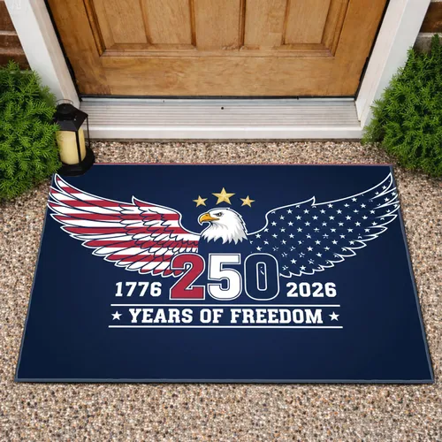Bald Eagle American Flag 1776-2026 Patriotic - USA 250th Anniversary Independence Day Doormat