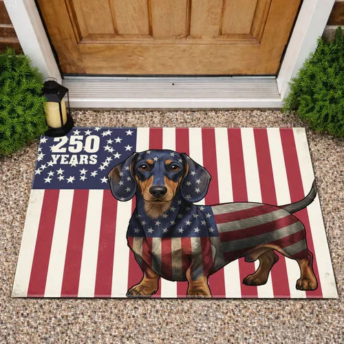 Dachshund American Flag Dog 250th Anniversary - USA Independence Day Patriotic Art Doormat