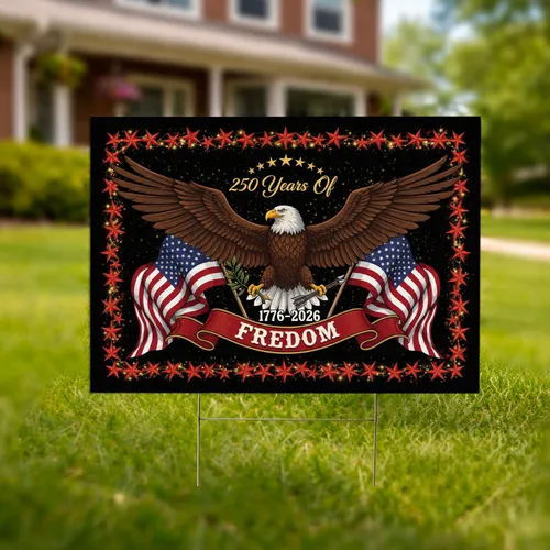 Bald Eagle American Flag 1776-2026 - USA 250th Anniversary Independence Day Gift for Dad Yard Sign