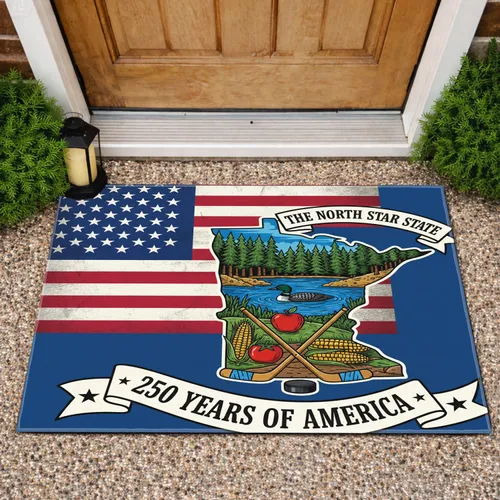 Minnesota North Star State Flag - USA 250th Anniversary Independence Day Gift Doormat