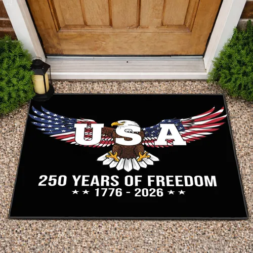 Bald Eagle American Flag USA 1776-2026 - 250th Anniversary Independence Day Doormat