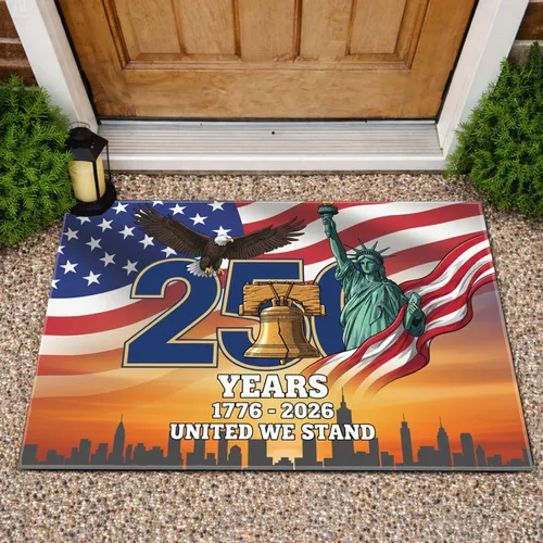 Bald Eagle Statue of Liberty American Flag 250th Anniversary Liberty Bell 1776-2026 Doormat