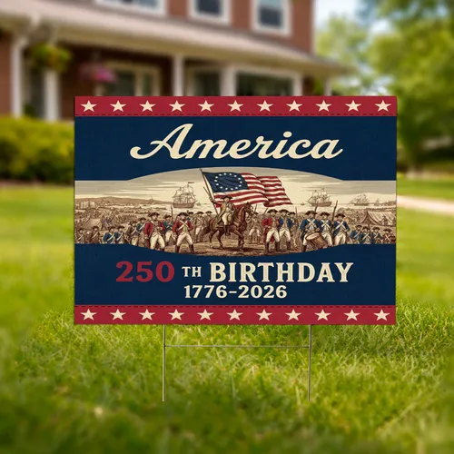 Colonial General Flag 1776-2026 - USA 250th Birthday Independence Day Gift for Veterans Yard Sign