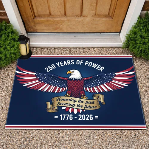 Bald Eagle American Flag 1776-2026 - USA 250th Anniversary Patriotic Holiday Gift Doormat