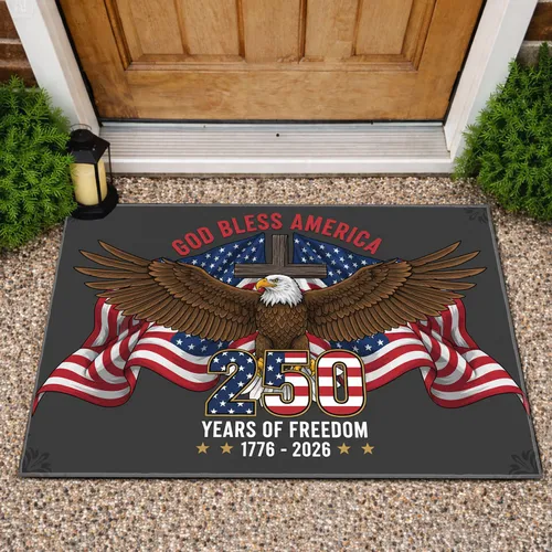 Bald Eagle American Flag 1776-2026 - USA 250th Anniversary God Bless America Freedom Doormat