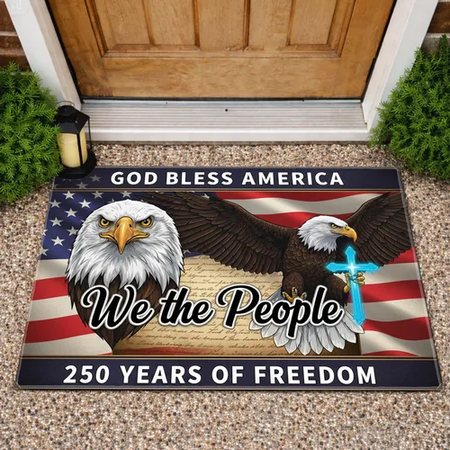 Bald Eagle American Flag 'We The People' 1776-2026 - USA 250th Anniversary Freedom Doormat