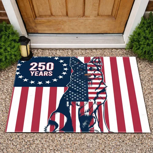 German Shepherd American Flag - USA 250th Anniversary (1776-2026) Independence Day Doormat