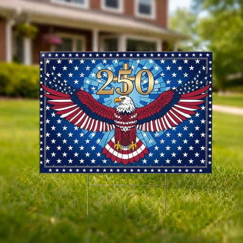 Bald Eagle American Flag 1776-2026 - USA 250th Anniversary Independence Day Gift for Dad Yard Sign
