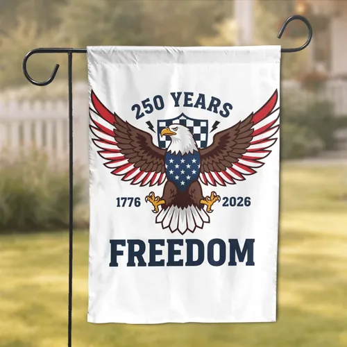 Bold Patriotic Bald Eagle American Flag 1776-2026 Freedom - USA 250th Anniversary Garden Flag
