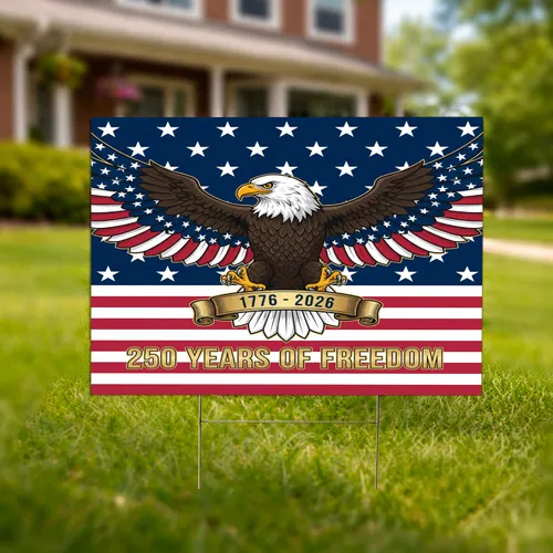 Bald Eagle American Flag 1776-2026 - USA 250th Anniversary Freedom Veterans Gift Yard Sign