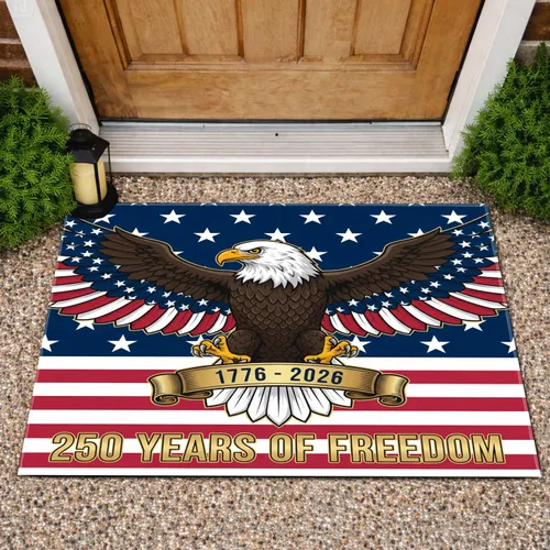 Bald Eagle American Flag 1776-2026 - USA 250th Anniversary Freedom Veterans Gift Doormat